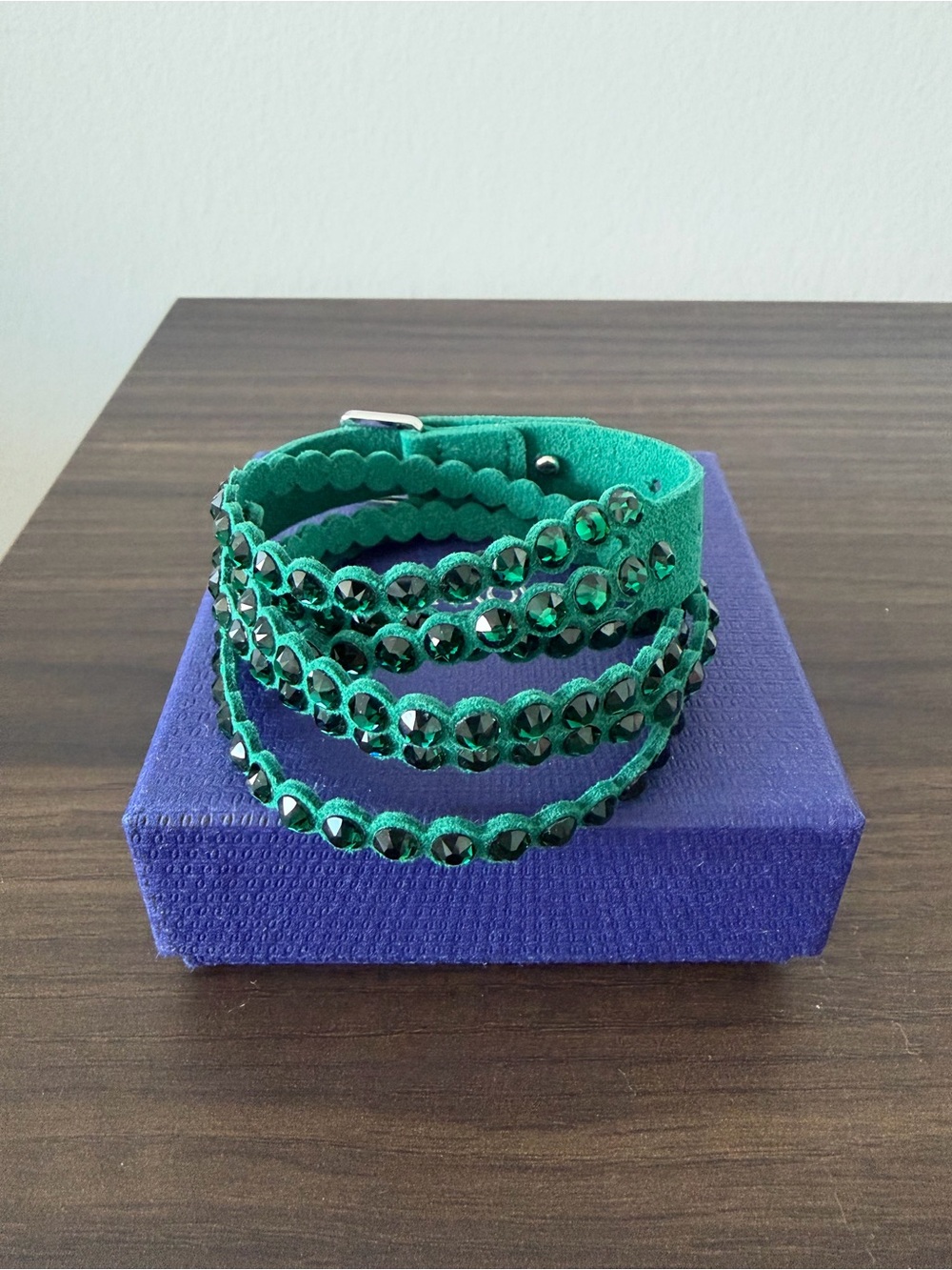 Swarovski Power Collection Emerald Green Wrap Bracelet Crystal Swan with Box